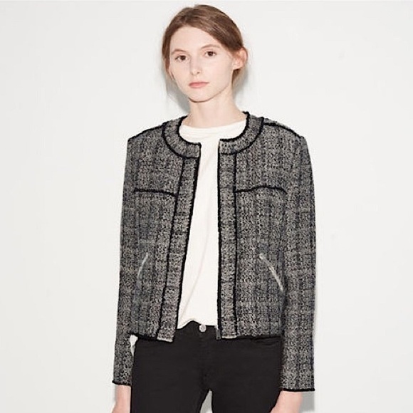 ISABEL MARANT ETOILE Laura Wool Blend Tweed Zip Jacket SZ XL